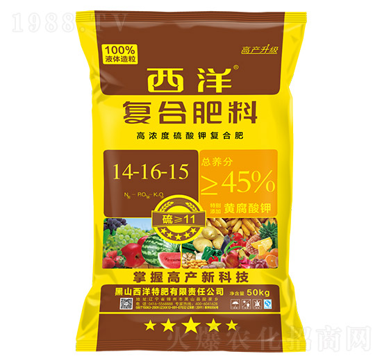 高濃度硫酸鉀復(fù)合肥14-16-15-西洋肥業(yè)