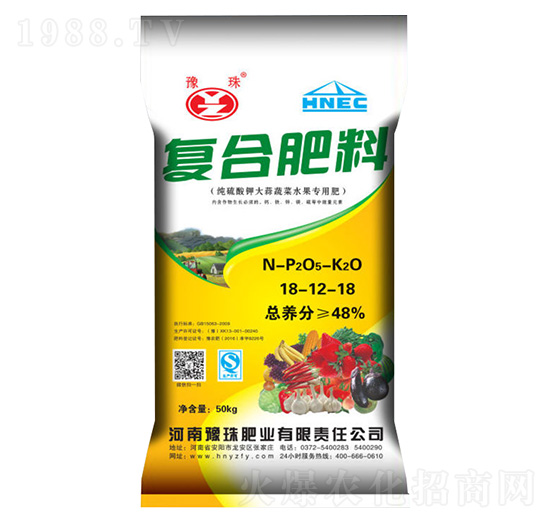 純硫酸鉀大蒜蔬菜水果專用復合肥料18-12-18-豫珠肥業(yè)