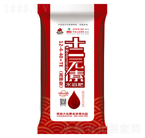 高鉀型十二元素水溶肥料12-4-40+TE-晉南大化-凱美佳肥業(yè)