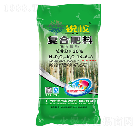 桉樹(shù)適用復(fù)合肥料16-6-8-銳桉-豐收肥業(yè)