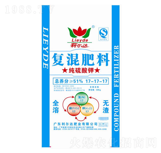 穩(wěn)定性控釋型純硫酸鉀復(fù)混肥料17-17-17-利爾達肥業(yè)